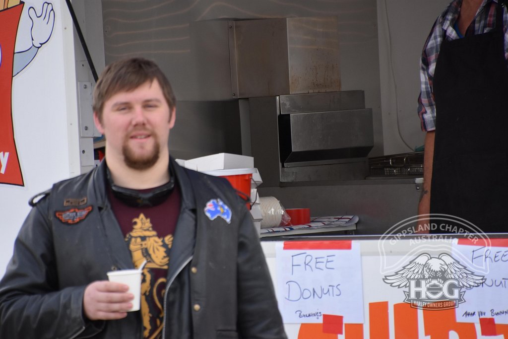 Jacob checking out the free donuts