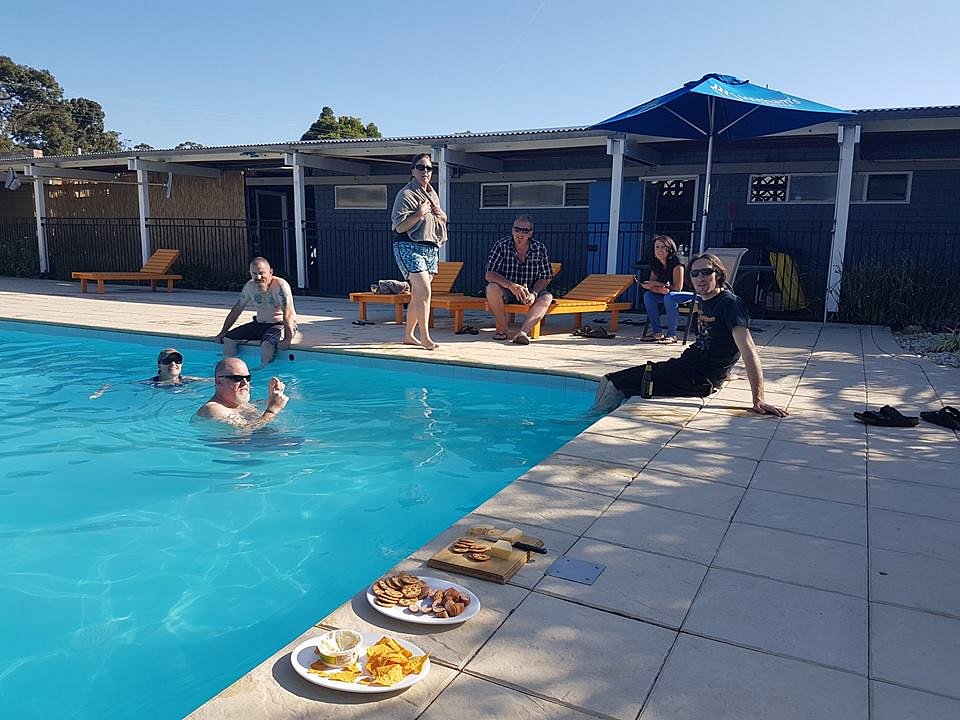 Relaxing by the pool