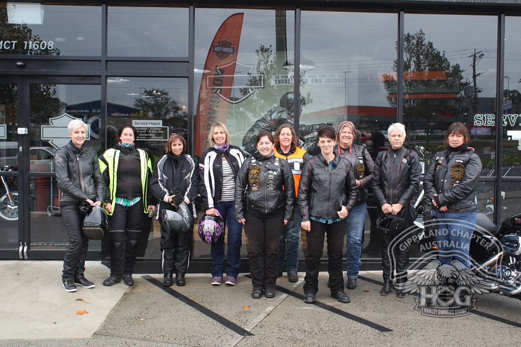 The group of Ladies ready to Ride